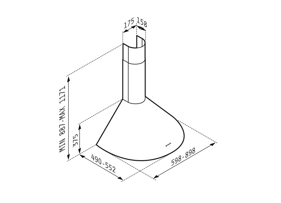 Pyramis Απορροφητήρας Καμινάδα Στρογγυλή 60cm 117067