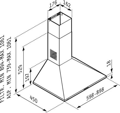 Pyramis Απορροφητήρας Καμινάδα Τετράγωνη Lux 60cm 117025