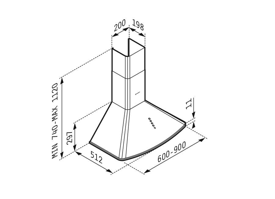 Pyramis Απορροφητήρας Καμινάδα Οβάλ 90cm 117155